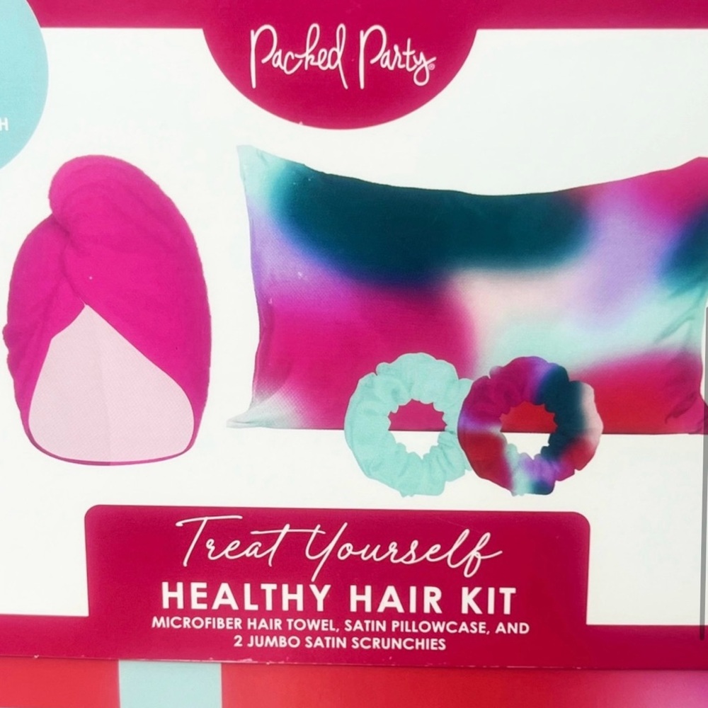 Packed Party Healthy Hair Gift Set-Hair Towel, Satin Pillowcase & Scrunchies